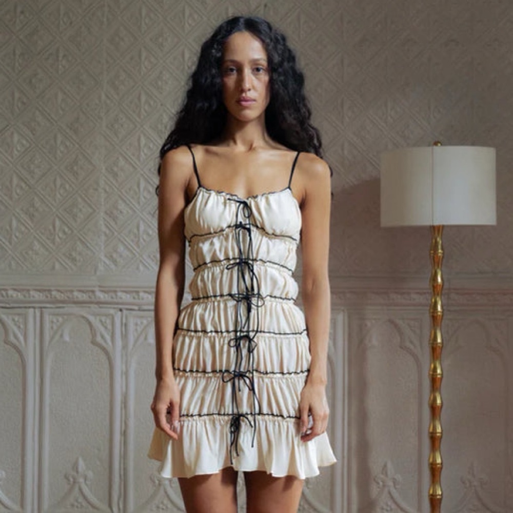 mirror palais ruffle tunnel dress mini